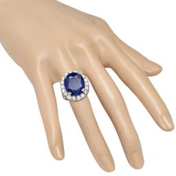 14K White Gold Setting with 20.00ct Sapphire and 3.5ct Diamond Ring