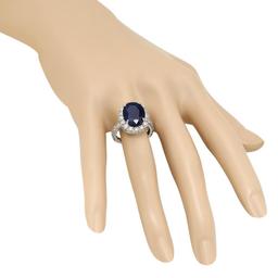 14K White Gold 7.92ct Sapphire and 1.99ct Diamond Ring