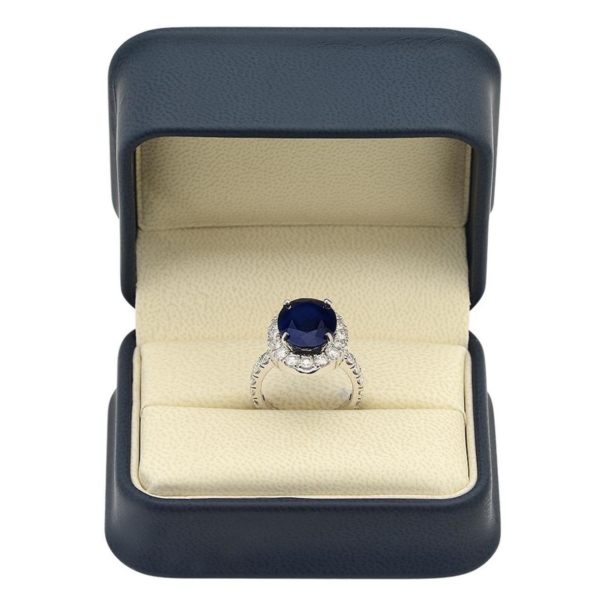 14K White Gold 7.92ct Sapphire and 1.99ct Diamond Ring