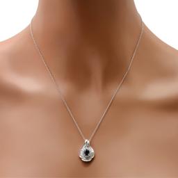 18K White Gold Setting with 0.64ct Sapphire and 1.04ct Diamond Pendant