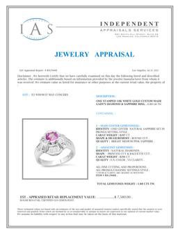 18K White Gold Setting with 0.97ct Sapphire and 0.91ct Diamond Ring