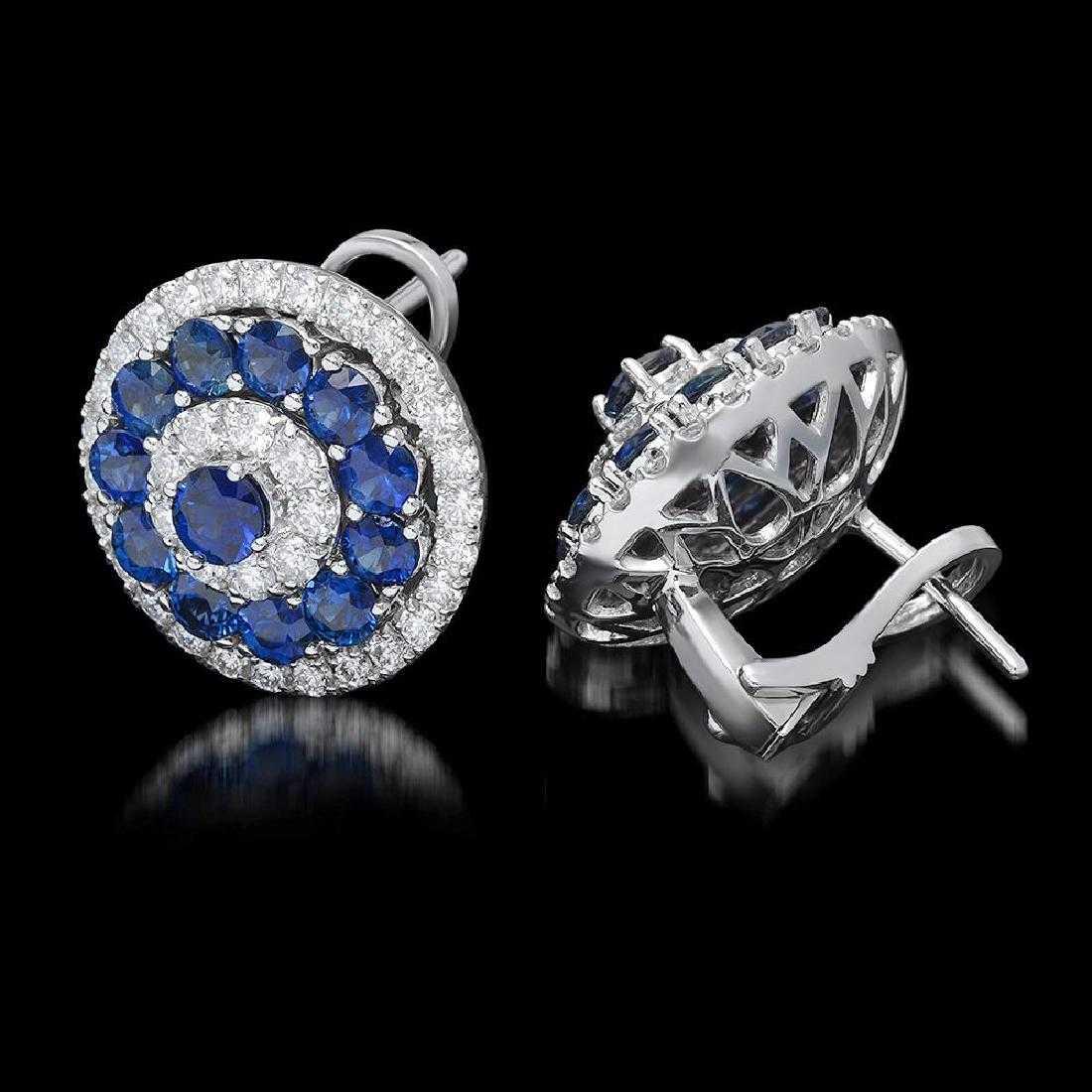 14K White Gold 4.54ct Sapphire and 1.66ct Diamond Earrings