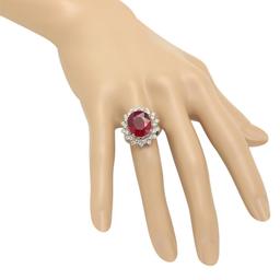 14K White Gold 9.66ct Ruby and 0.98ct Diamond Ring