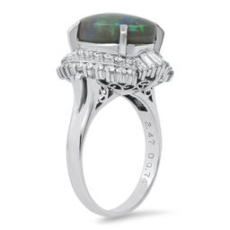 Platinum Setting with 3.47ct Opal and 0.74ct Diamond Ladies Ring