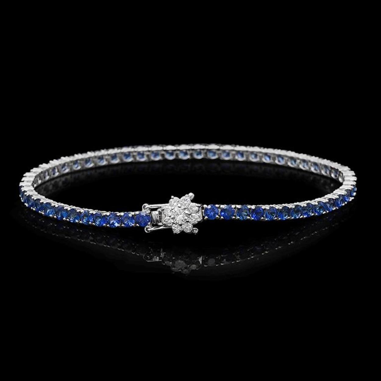 14K Gold 7.16ct Sapphire 0.52ct Diamond Bracelet