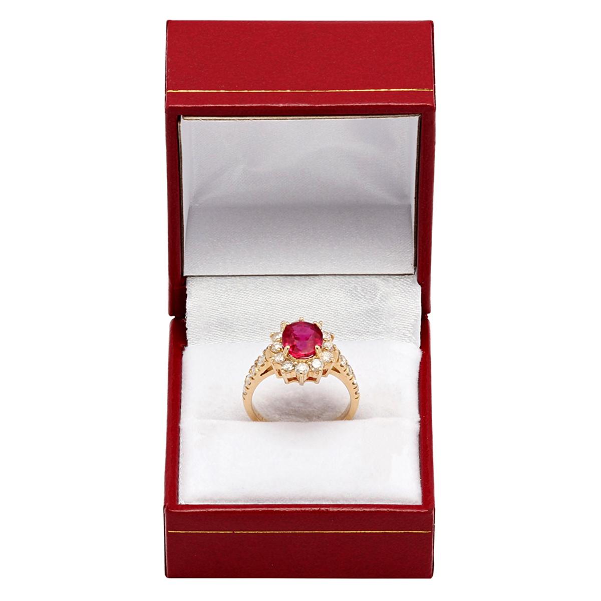 14k Yellow Gold 2.41ct Ruby 1.13ct Diamond Ring