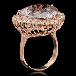 14K Rose Gold 17.03ct Kunzite and 1.26ct Diamond Ring