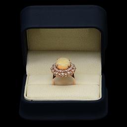 14K Rose Gold 5.79ct Opal and 1.87ct Diamond Ring