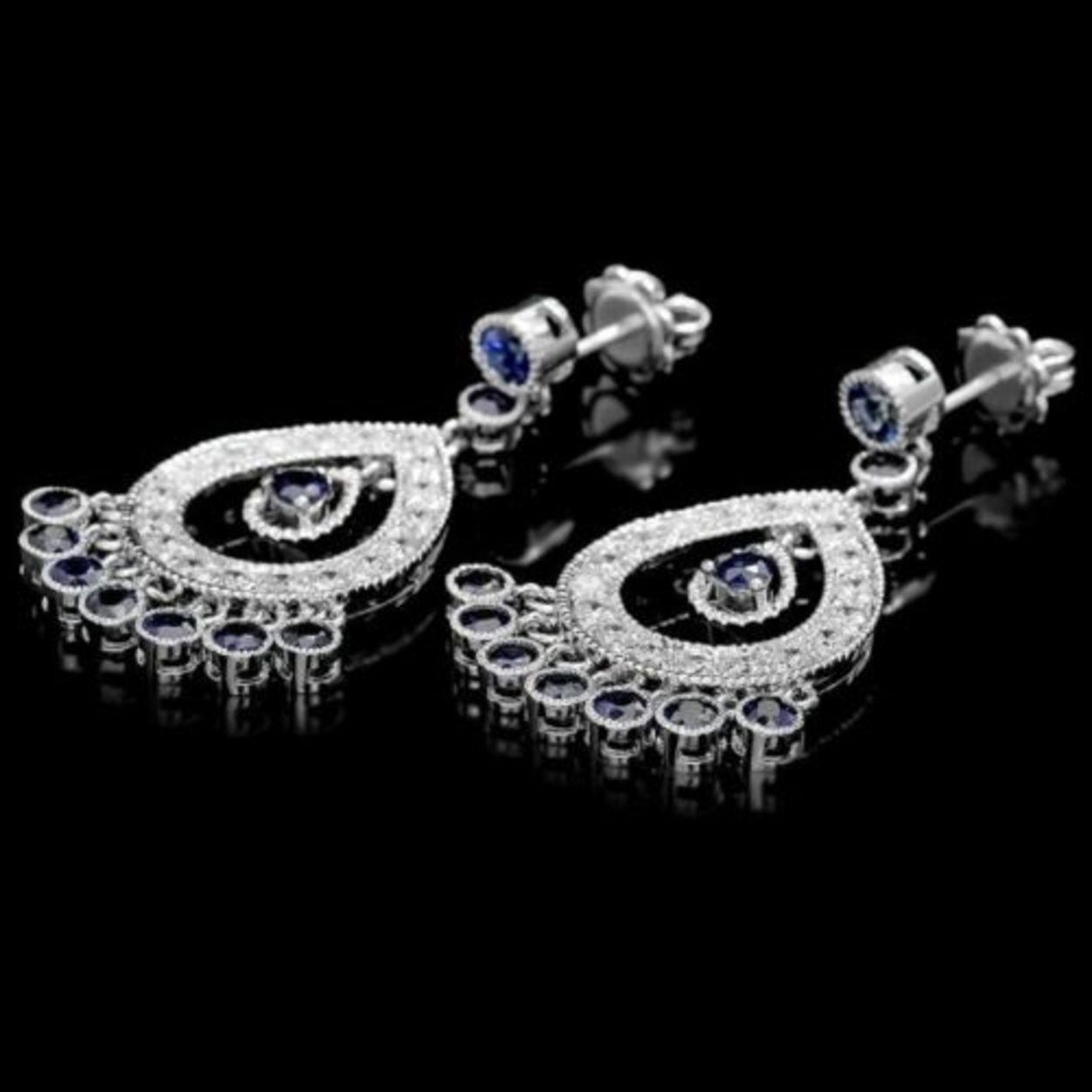 14k Gold 2.81ct Sapphire 1.56ct Diamond Earrings