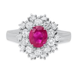 Platinum Setting with 1.01ct Ruby and 0.78ct Diamond Ladies Ring