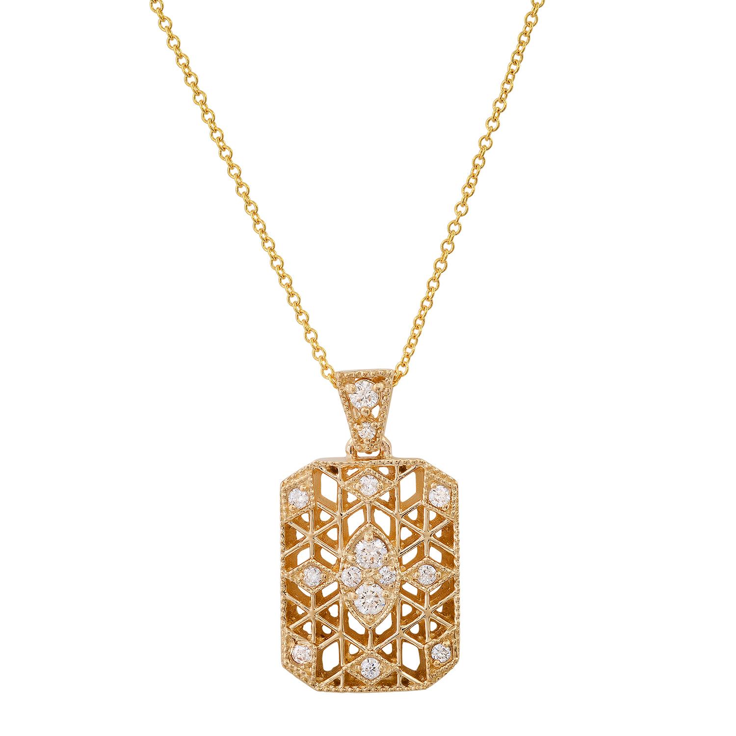 14K Yellow Gold Setting with 0.40ct Diamond Pendant