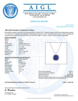 14K White Gold Setting with 33.75ct Tanzanite and 5.06ct Diamond Necklace