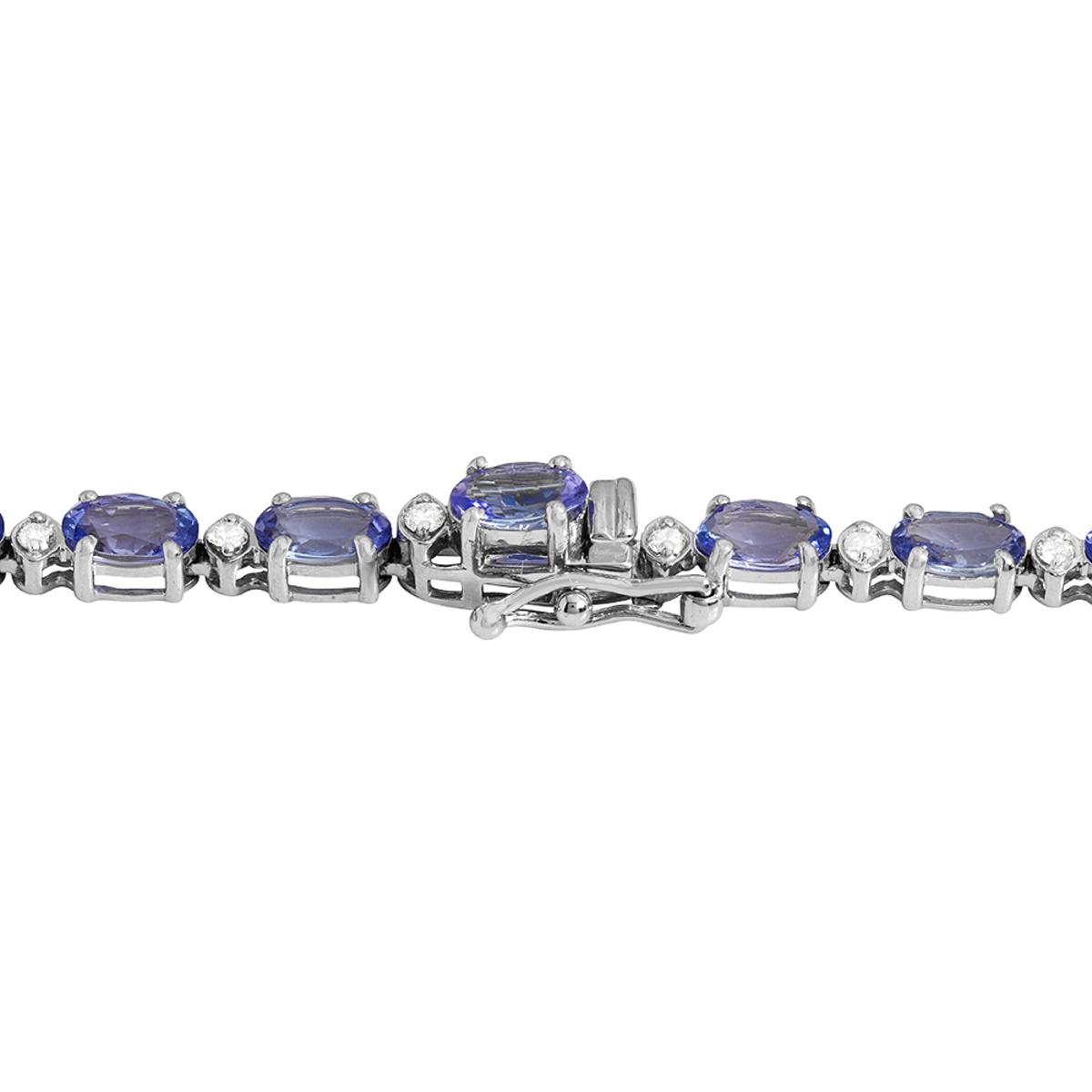 14k White Gold 23.93ct Tanzanite 1.14ct Diamond Necklace