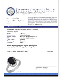 14k White Gold 3.55ct Sapphire 0.62ct Diamond Ring