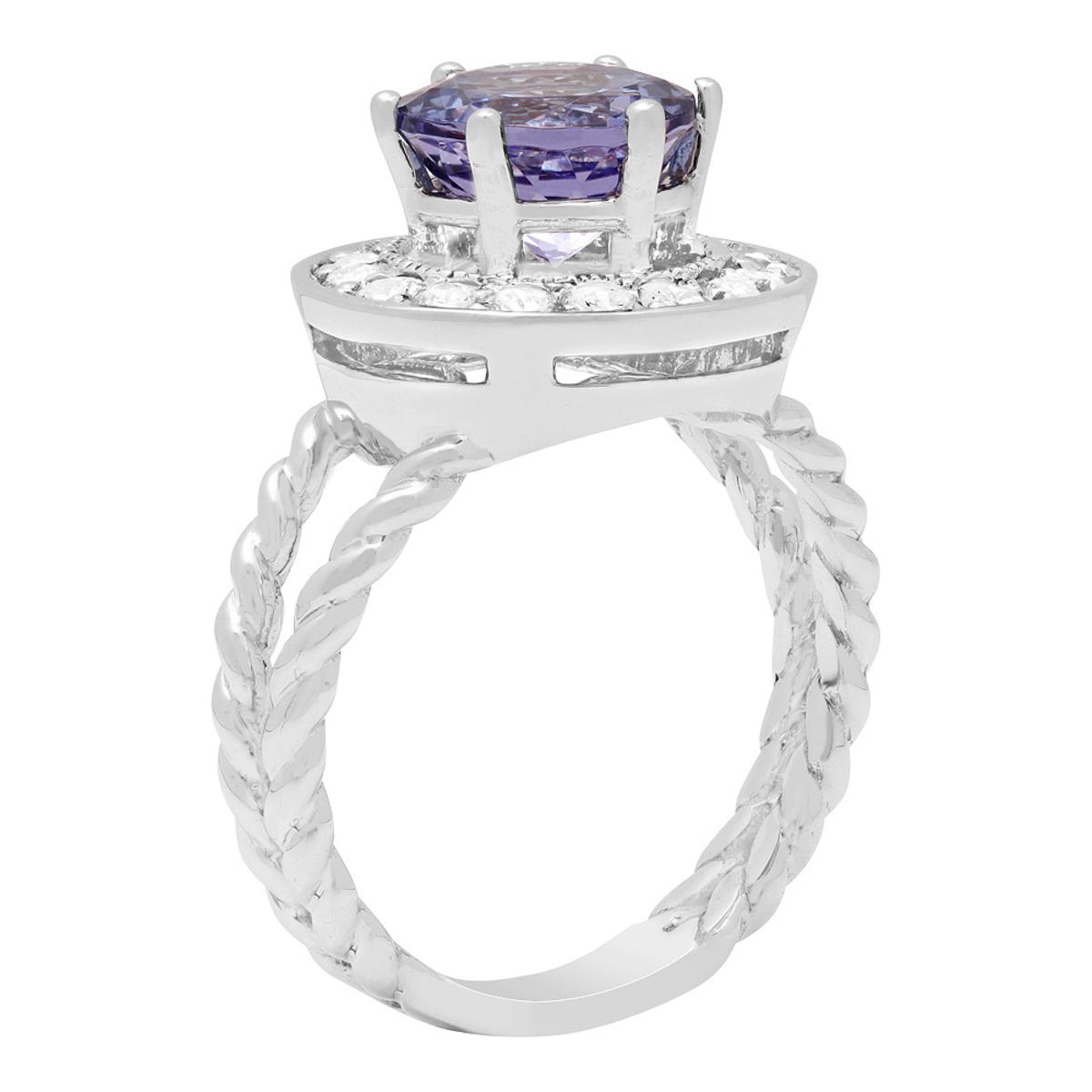 14k White Gold 2.26ct Tanzanite 0.52ct Diamond Ring