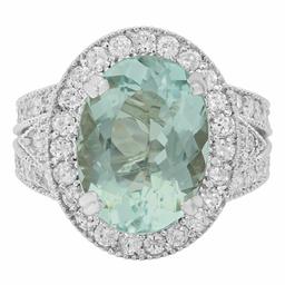 14k White Gold 6.71ct Aquamarine 1.69ct Diamond Ring