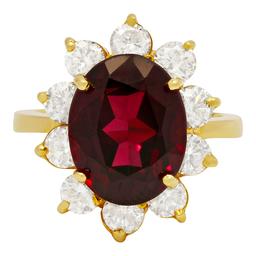 14k Yellow Gold 7.81ct Almandite Garnet 2.10ct Diamond Ring