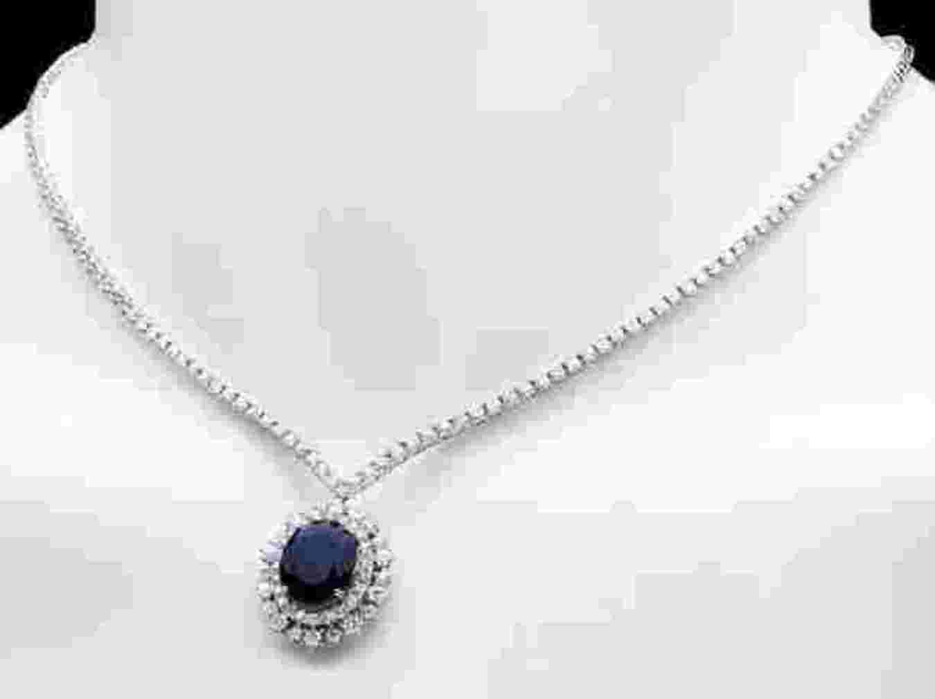 18K White Gold 5.82ct Sapphire and 4.96ct Diamond Necklace