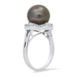 18K White Gold Setting with one 10mm South Sea Pearl and 0.50ct Diamond Ring