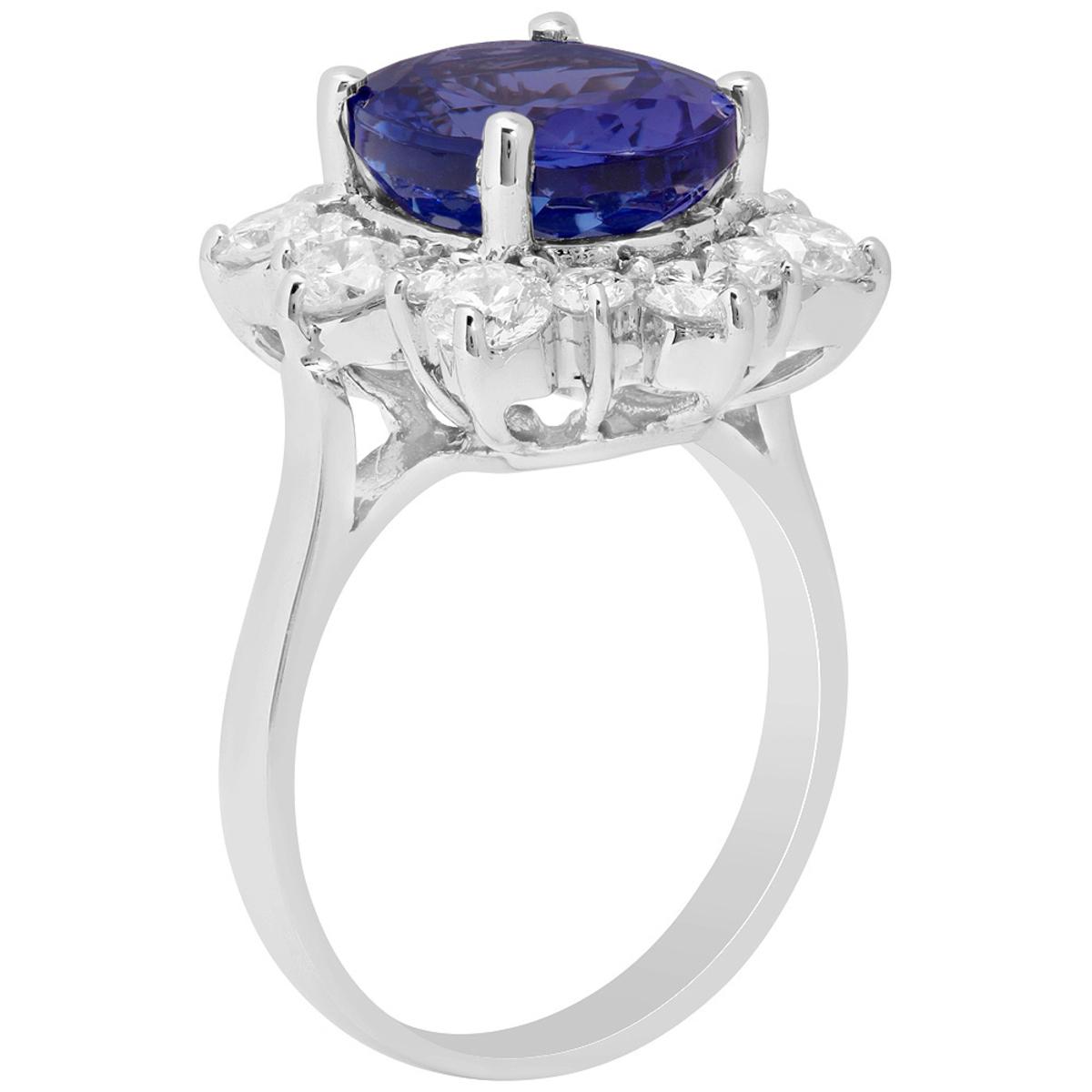 14k White Gold 4.68ct Tanzanite 1.51ct Diamond Ring