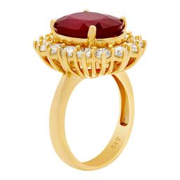 14k Yellow Gold 7.21ct Ruby 1.69ct Diamond Ring