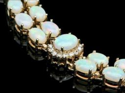 14K Gold 17.65ct Opal 1.13ct Diamond Bracelet