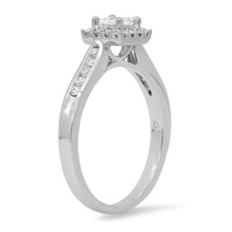 14K White Gold Setting with 0.30ct Center Diamond and 0.50tcw Diamond Ladies Ring