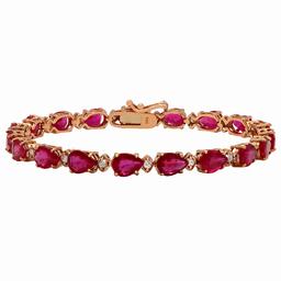 14k Rose Gold 17.41ct Ruby 0.62ct Diamond Bracelet