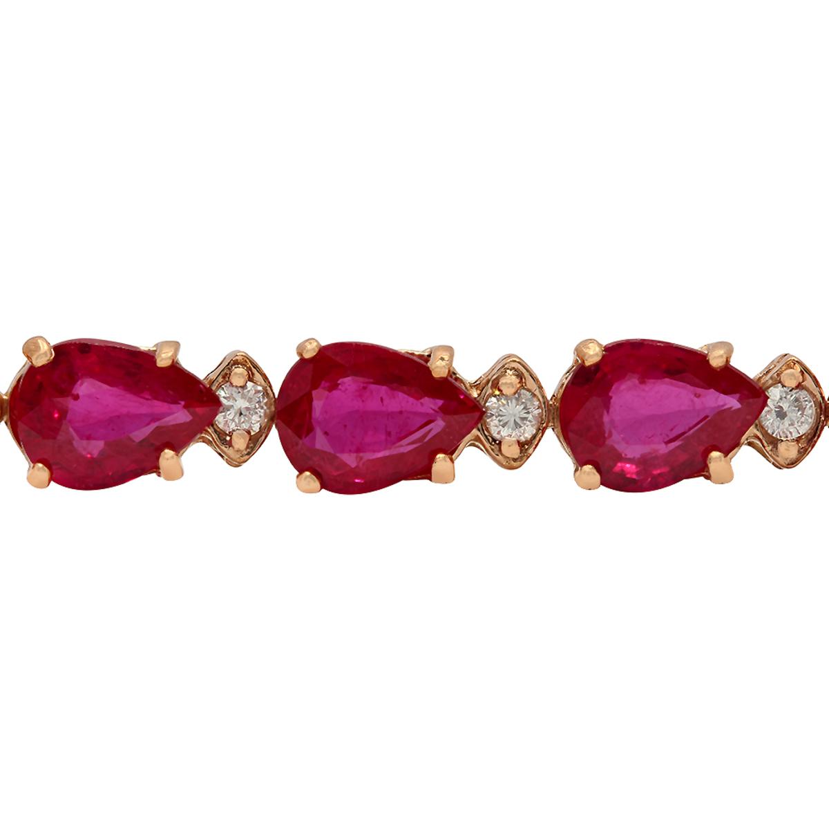 14k Rose Gold 17.41ct Ruby 0.62ct Diamond Bracelet