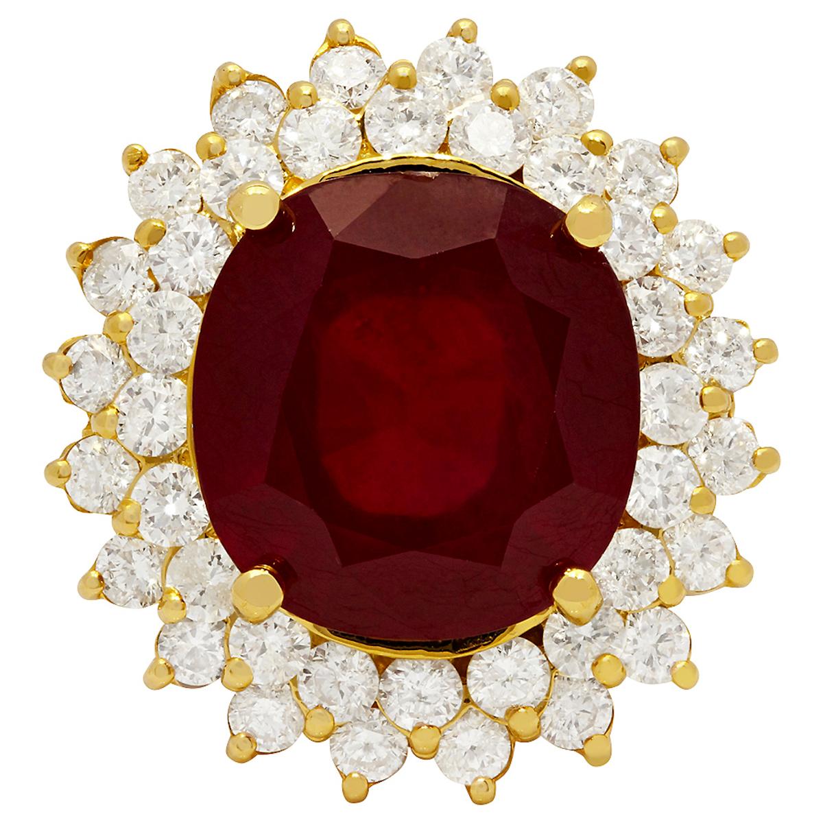 14k Yellow Gold 14.83ct Ruby 2.41ct Diamond Ring