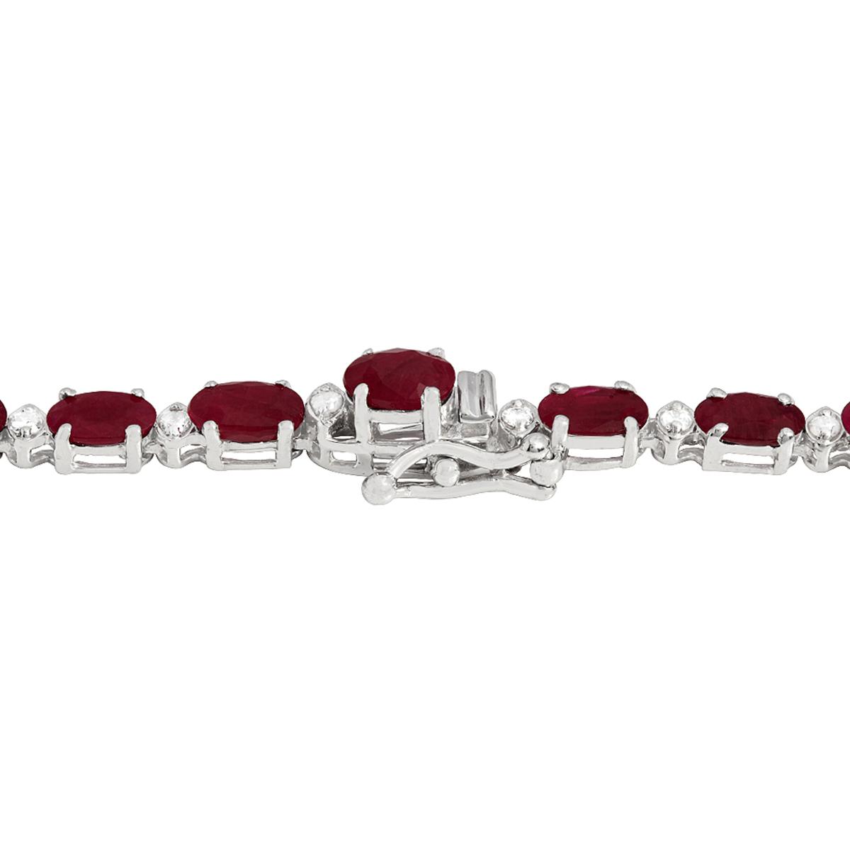 14k White Gold 30.47ct Ruby 1.31ct Diamond Necklace