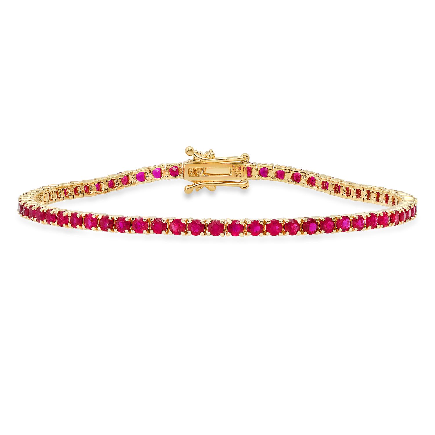 14K Yellow Gold with 4.82ct Ruby and 0.33ct Diamond Bracelet