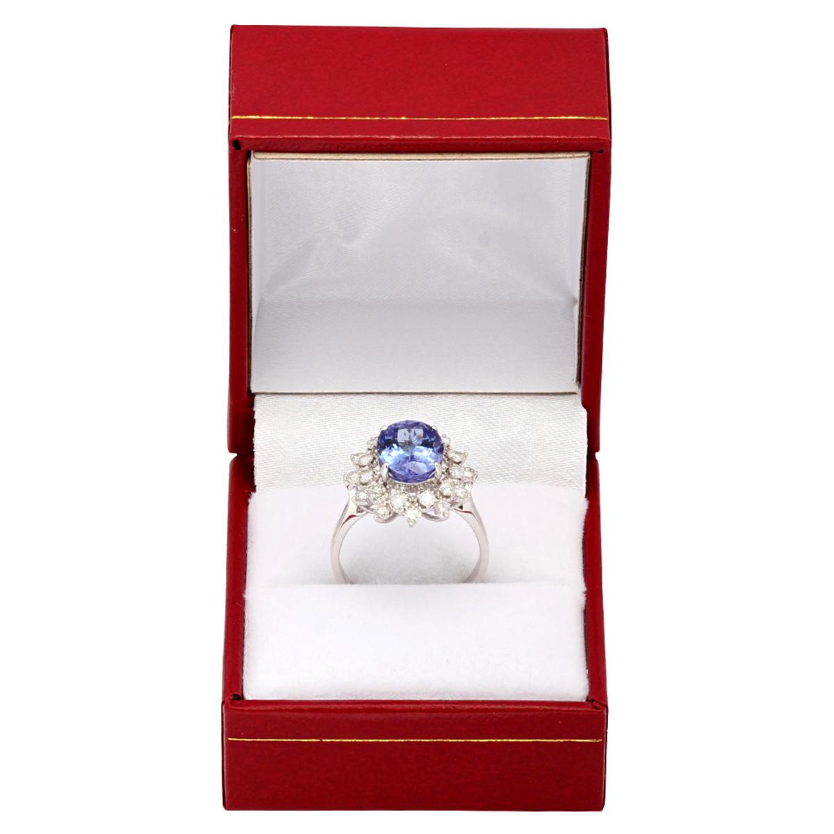 14k White Gold 3.32ct Tanzanite 0.72ct Diamond Ring