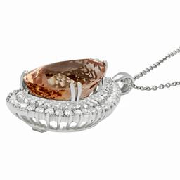 14k White Gold 43.96ct Morganite 3.86ct Diamond Pendant