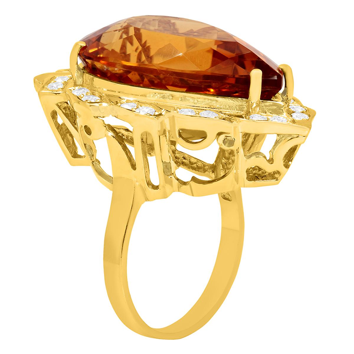 14k Yellow Gold 23.62ct Citrine 0.68ct Diamond Ring