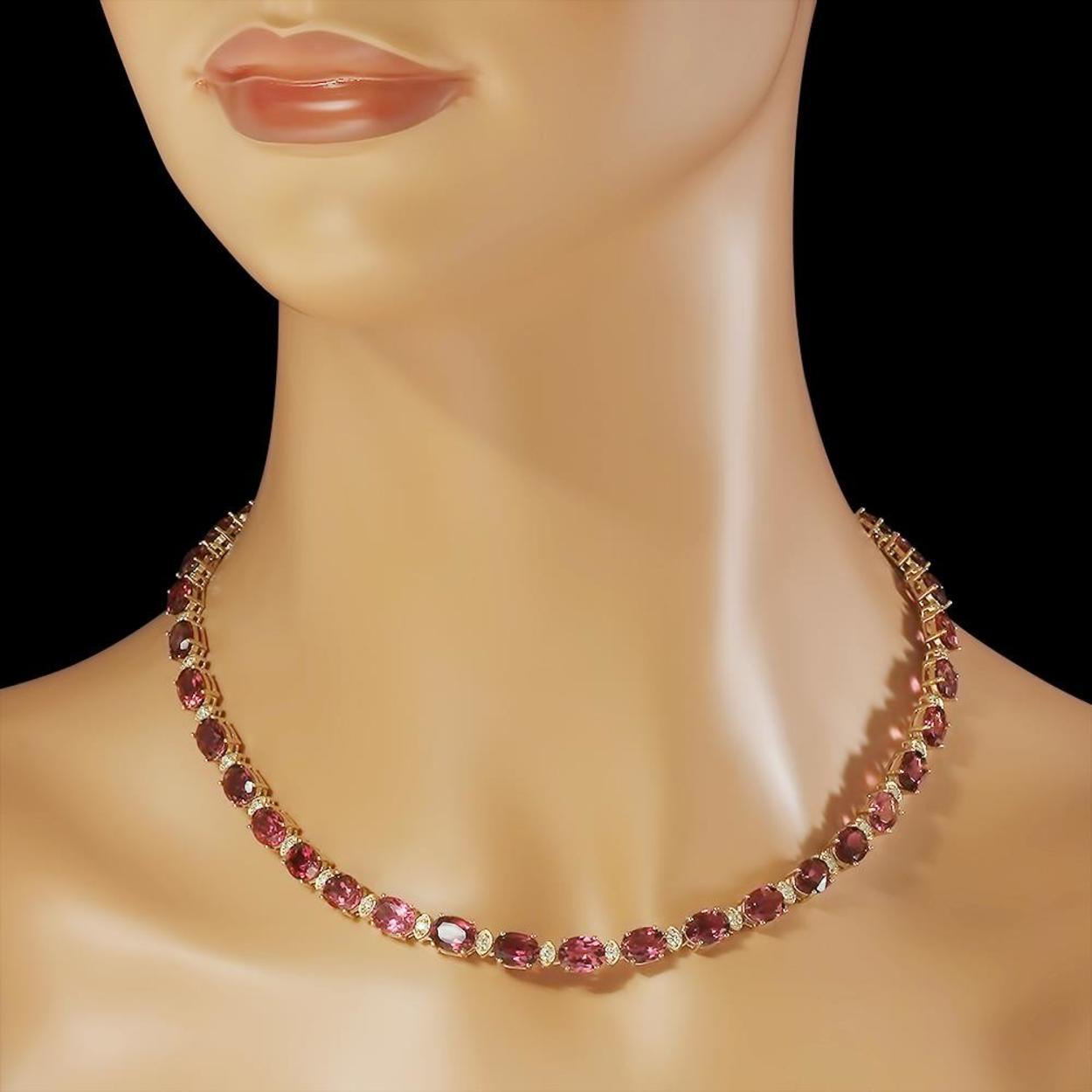 14K Gold 44.90ct Tourmaline 2.00ct Diamond Necklace