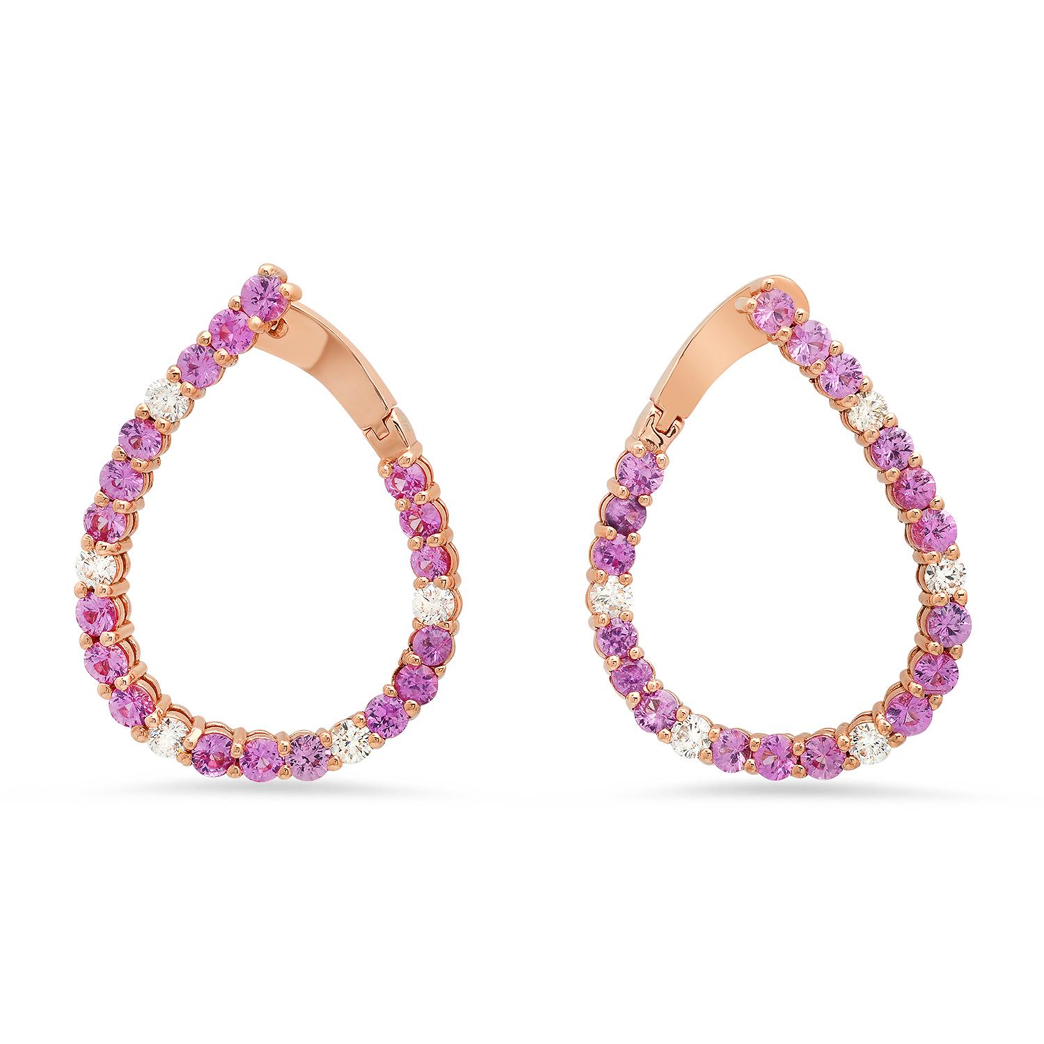 14K Rose Gold with 4.57ct Pink Sapphire and 1.00ct Diamond Earrings