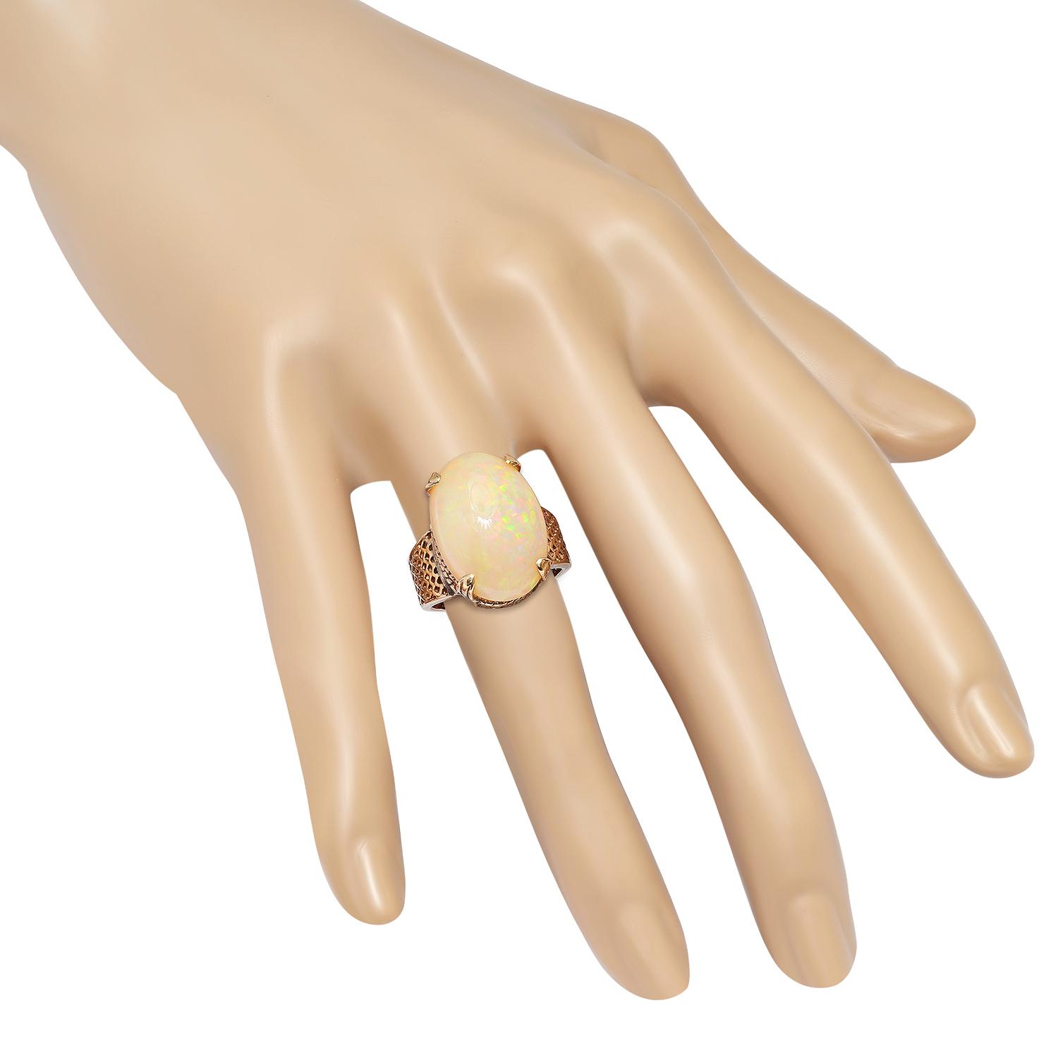 14K Yellow Gold Setting with 16.30ct Opal Ladies Ring