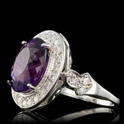 14K White Gold 7.19ct Amethyst and 1.86ct Diamond Ring