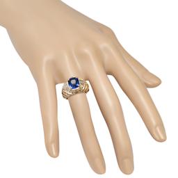 18K Yellow Gold Setting with 5.13ct Sapphire and 1.85ct Diamond Ladies Ring