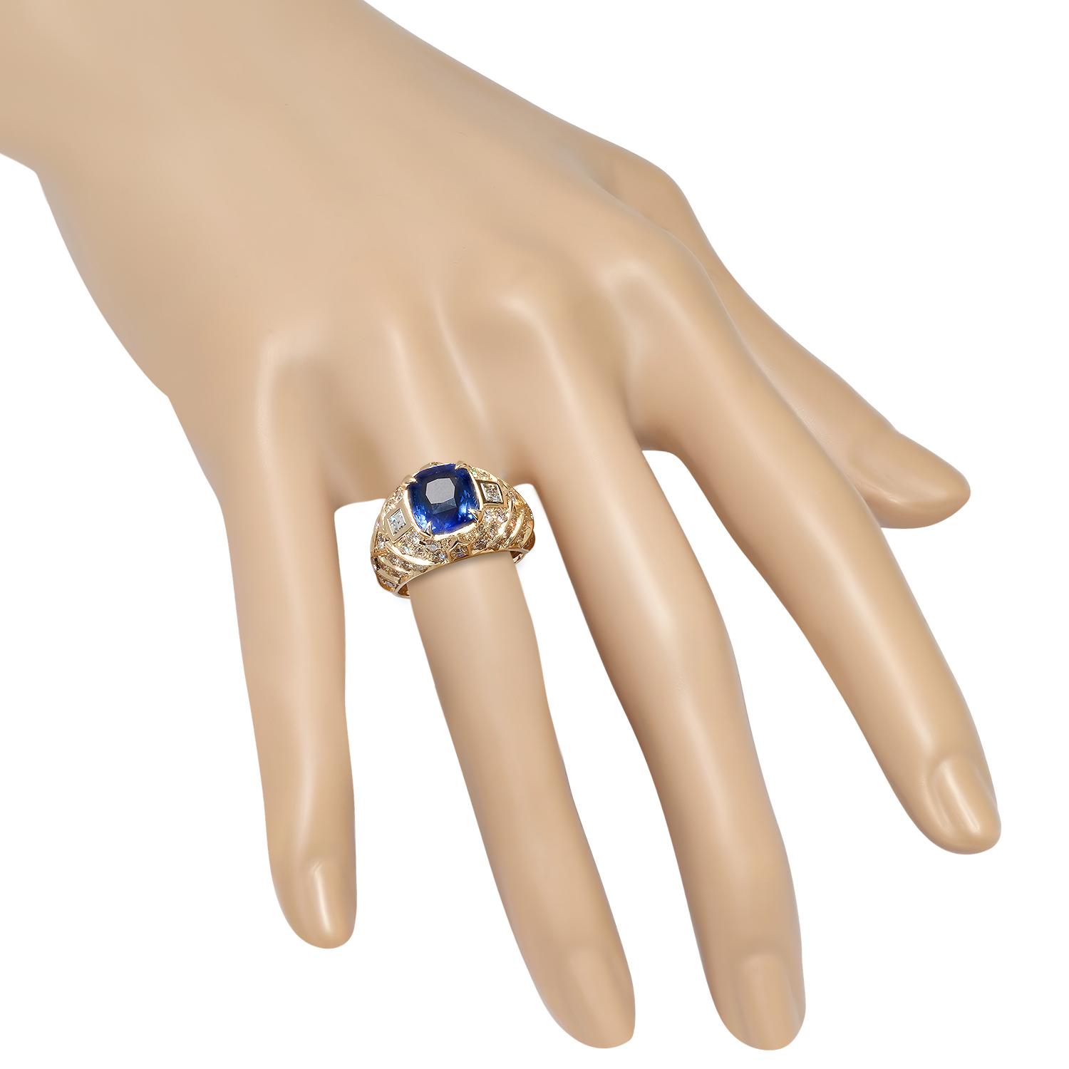 18K Yellow Gold Setting with 5.13ct Sapphire and 1.85ct Diamond Ladies Ring