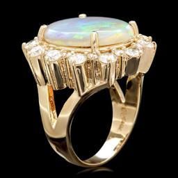 14K Yellow Gold 5.92ct Opal and 2.37ct Diamond Ring