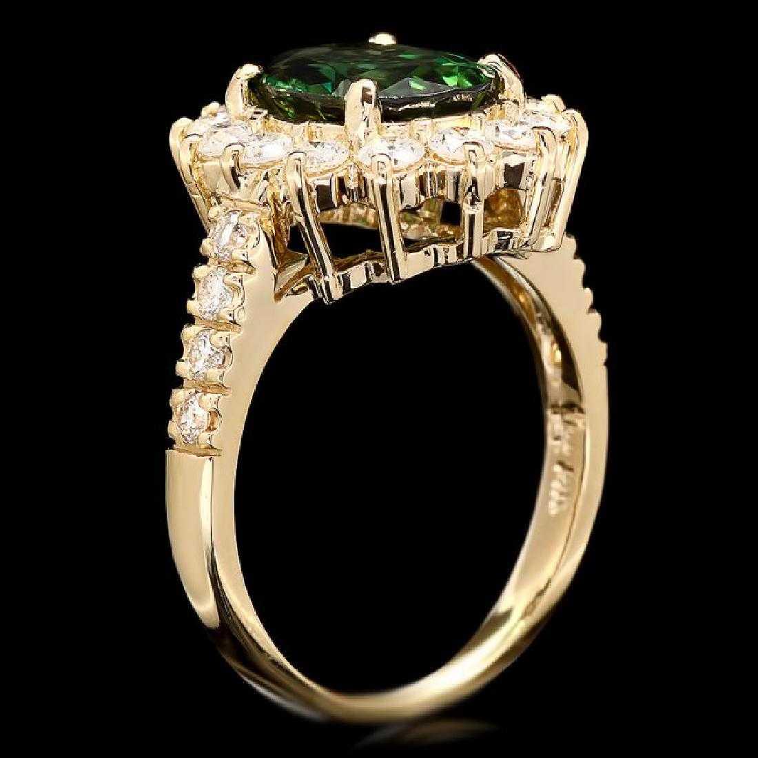 14K Yellow Gold 2.11ct Tourmaline and 1.04ct Diamond Ring