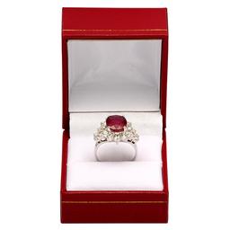 14k White Gold 4.71ct Ruby 1.58ct White Sapphire 0.44ct Diamond Ring