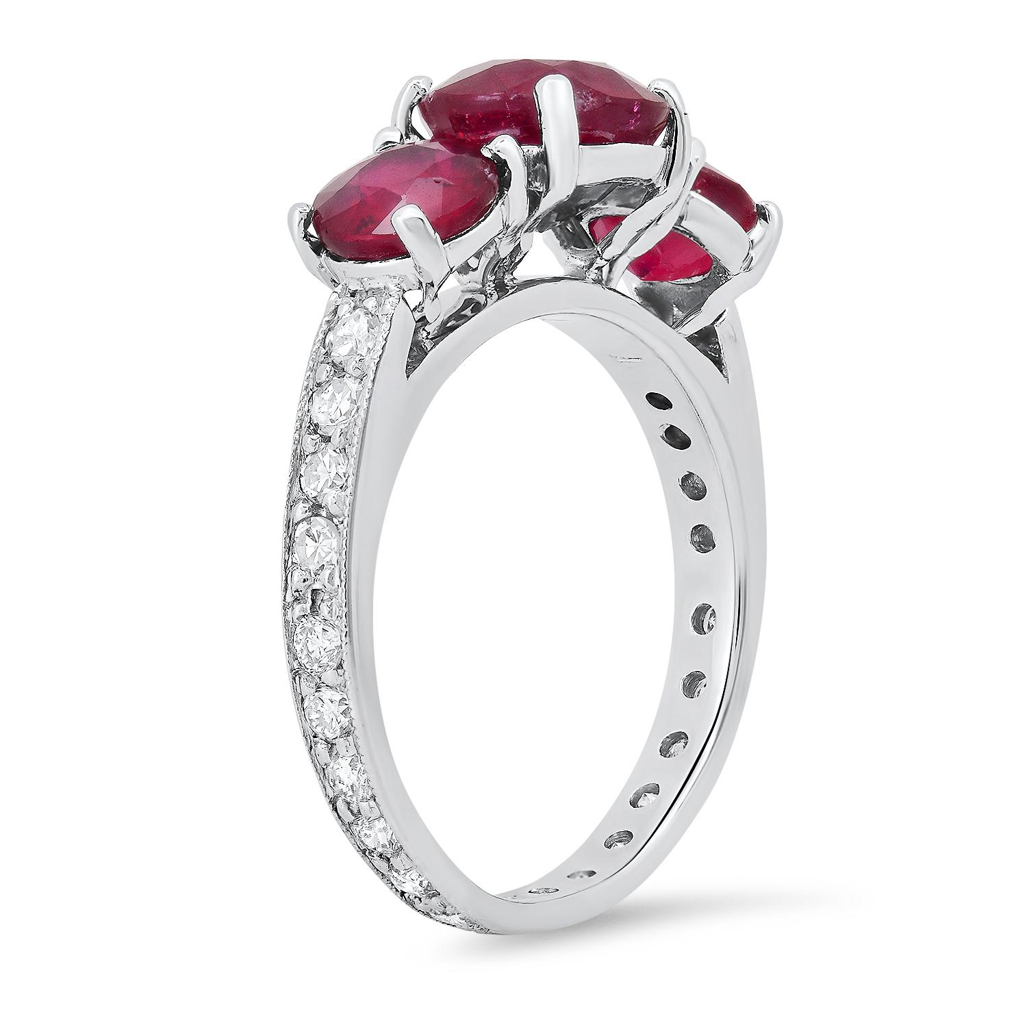 Platinum Setting with 5.07ct Ruby and 0.39ct Diamond Ladies Ring