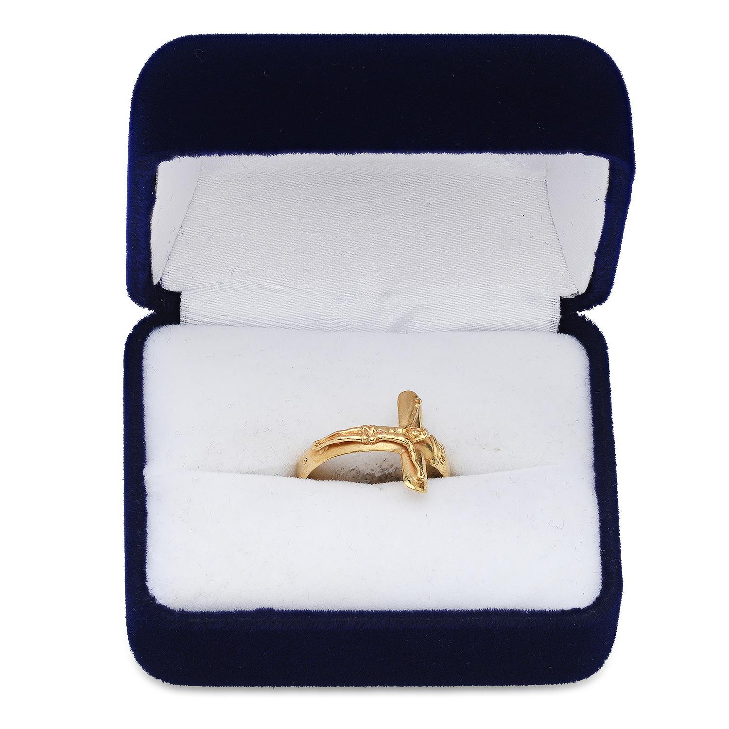 18K Yellow Gold Cross" Ladies Ring"