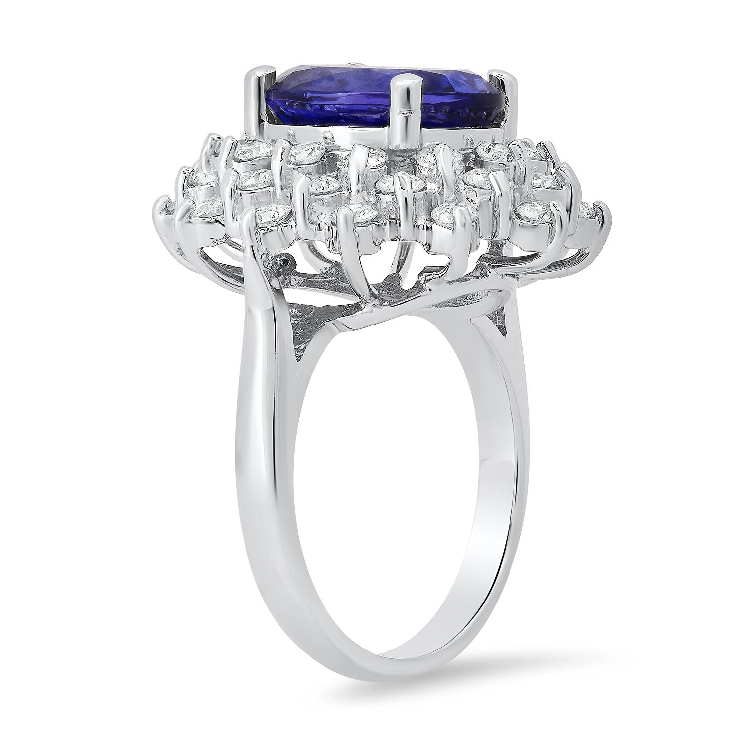 18K White Gold Setting with 5.46ct Tanzanite and 1.67ct Diamond Ring