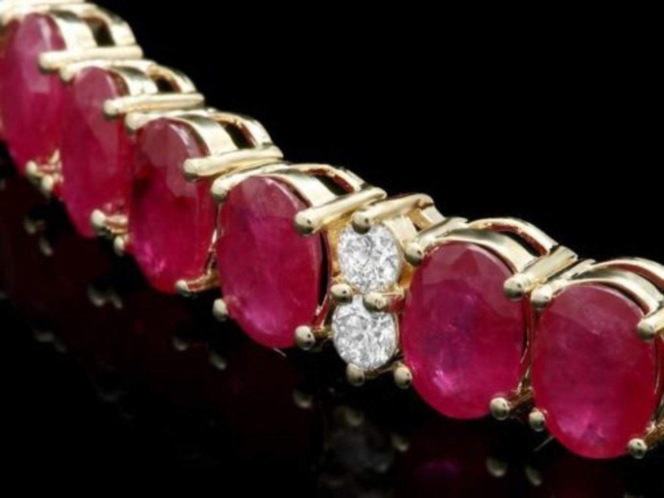 14K Gold 29.69ct Ruby 1.21ct Diamond Bracelet