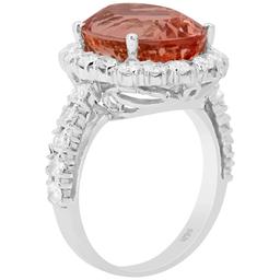 14k White Gold 9.09ct Morganite 1.51ct Diamond Ring