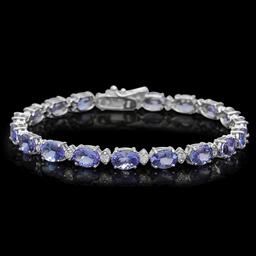 14K Gold 14.34ct Tanzanite 0.86ct Diamond Bracelet